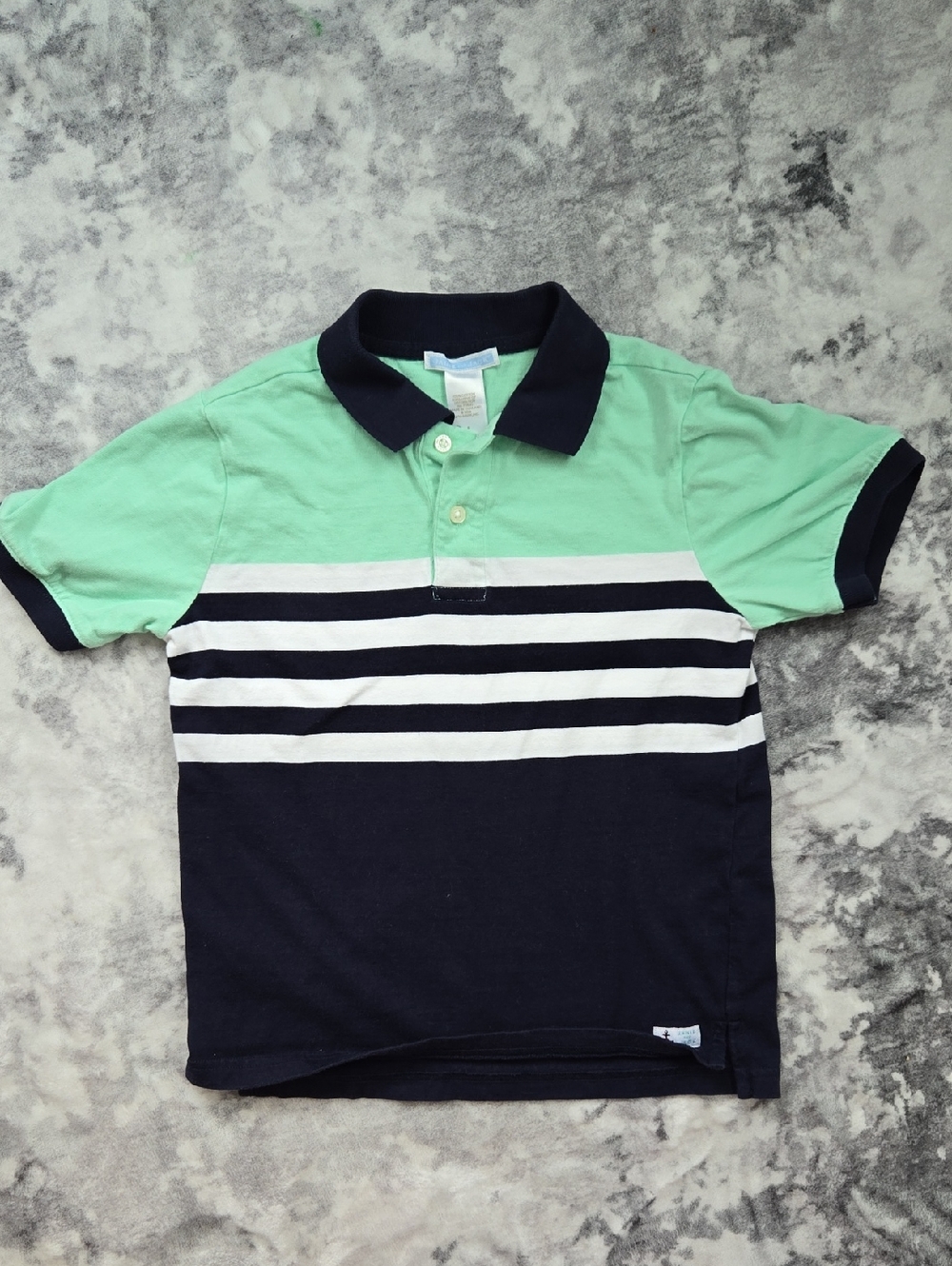 Janie and Jack Mint Green & Navy Striped Polo